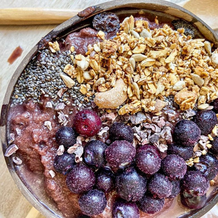 HEALTHY Protein Black Currant Acai Bowl (with hidden veggies)