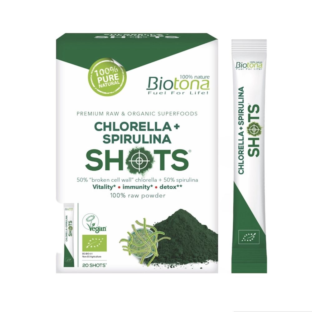 CHLORELLA + SPIRULINA SHOTS 100% raw powder-20 shots