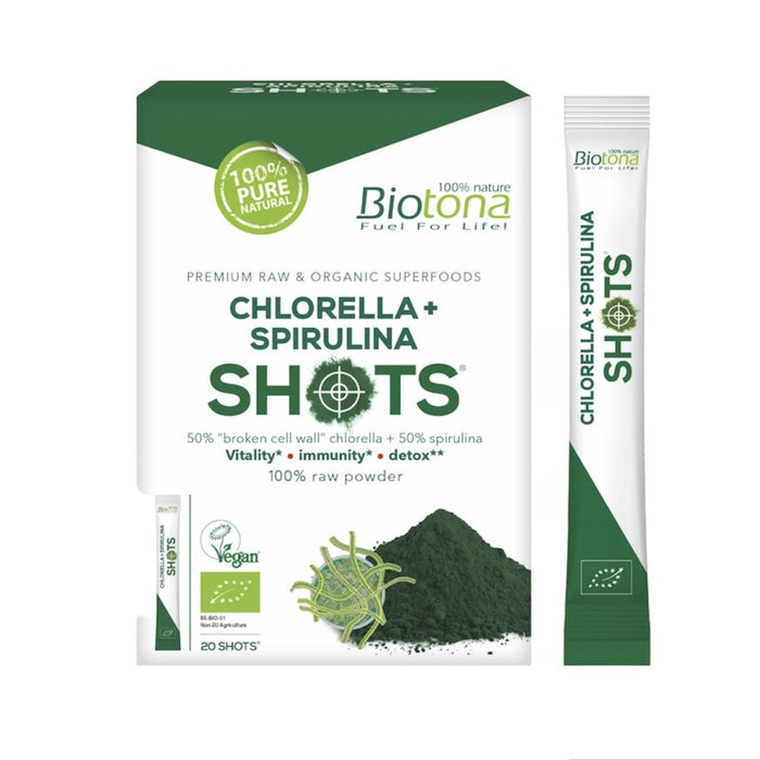 CHLORELLA + SPIRULINA SHOTS 100% raw powder-20 shots